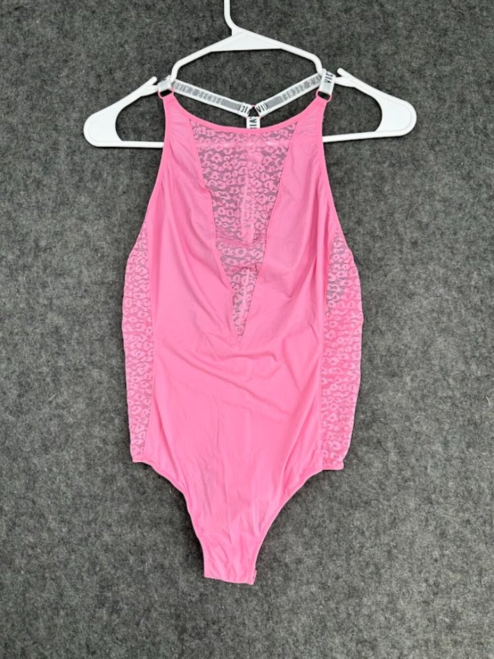 Victoria Secret Pink Lace Bodysuit Sexy Open‎ Back Lingerie S NWT